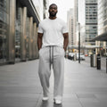 Light Grey Marl Fleece Relaxed Sweatpants