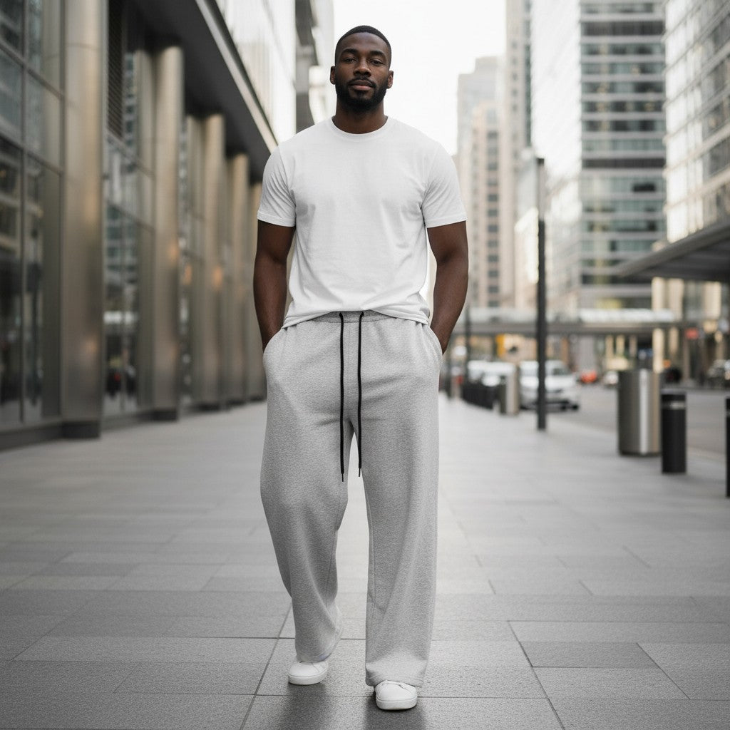 Light Grey Marl Fleece Relaxed Sweatpants