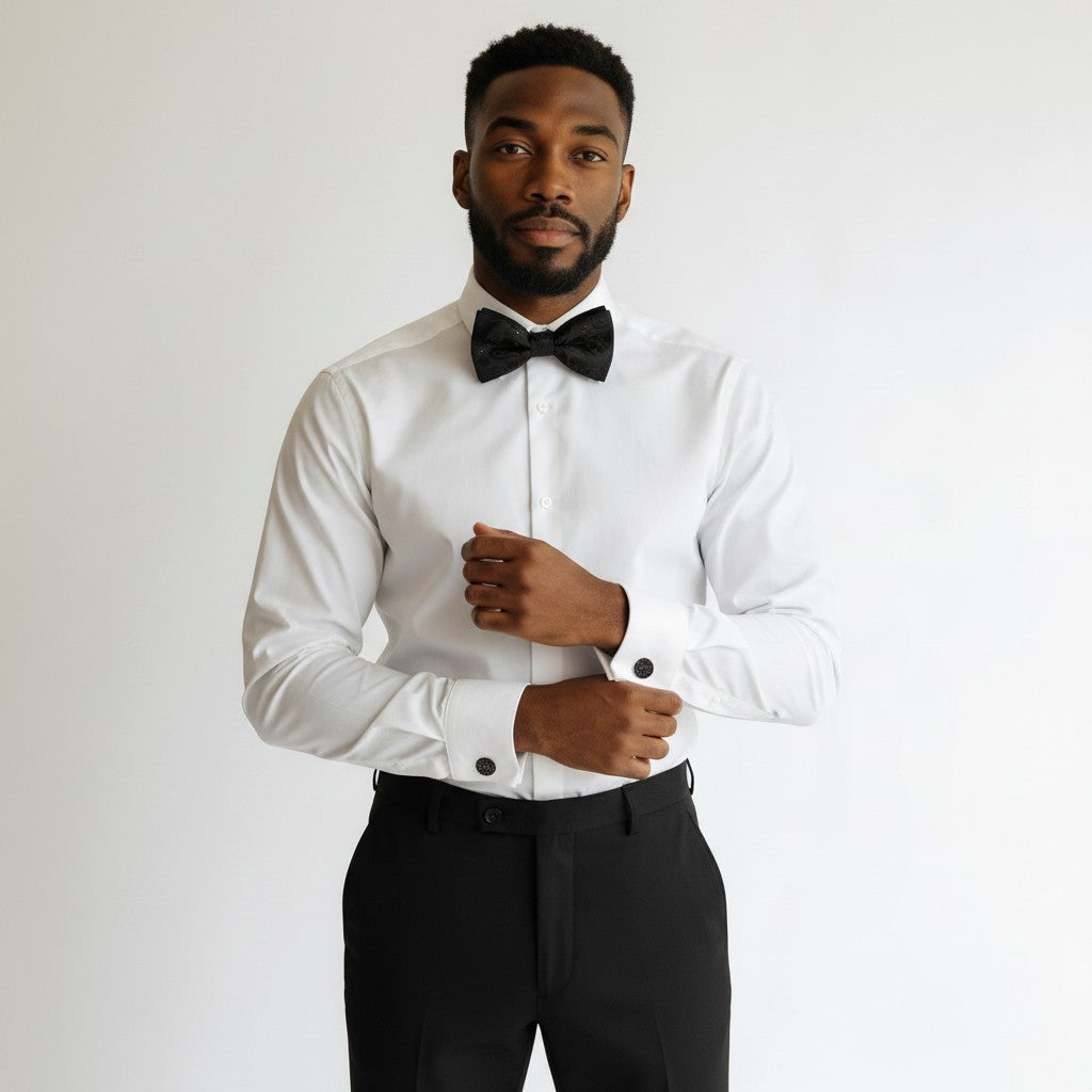 Black Paisley Crystal Bow Tie & Cufflinks Gift Set