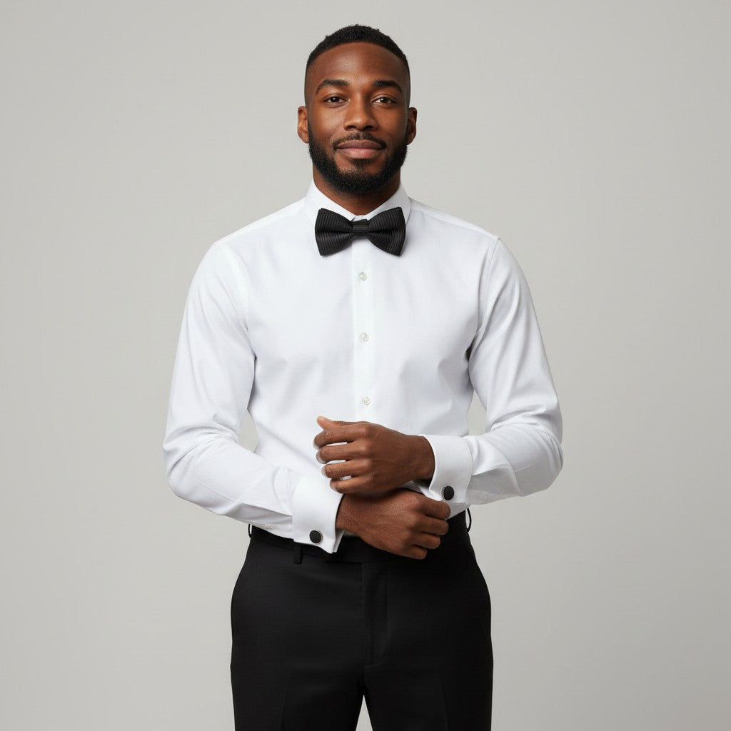 Black Pleated Bow Tie & Cufflinks Gift Set