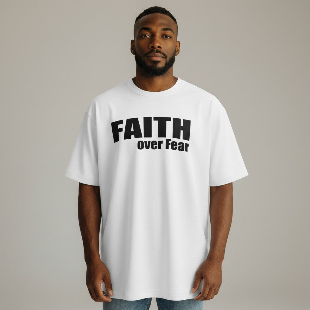 Faith Over Fear Oversized Graphic Tee – White