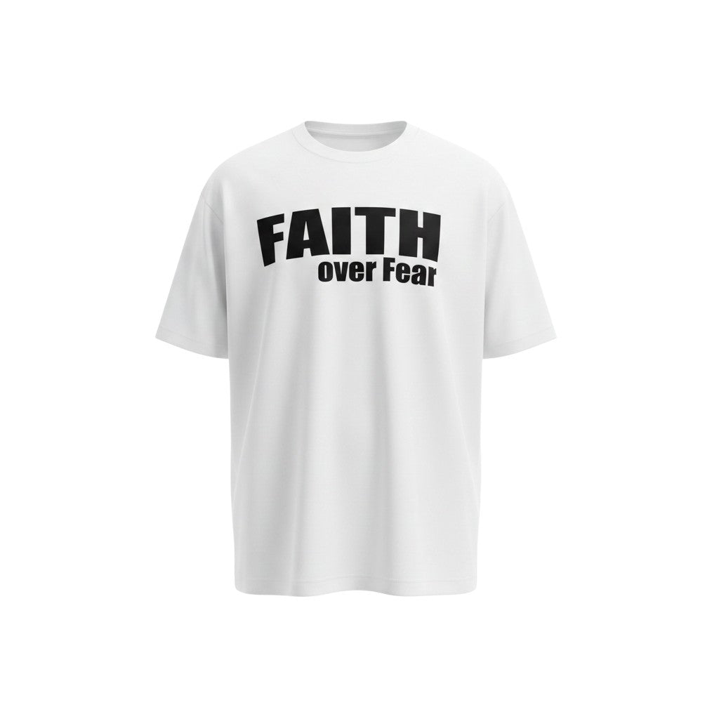 Faith Over Fear Oversized Graphic Tee – White
