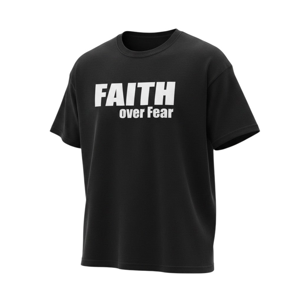 Faith Over Fear Oversized Graphic Tee – Black