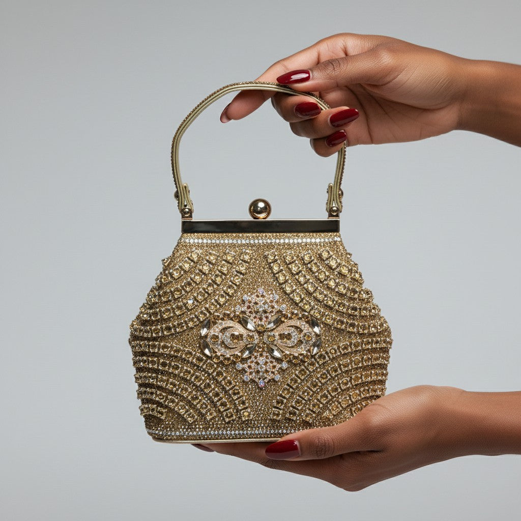 Crystal Hexagon Frame Top-Handle Bag – Multicolor