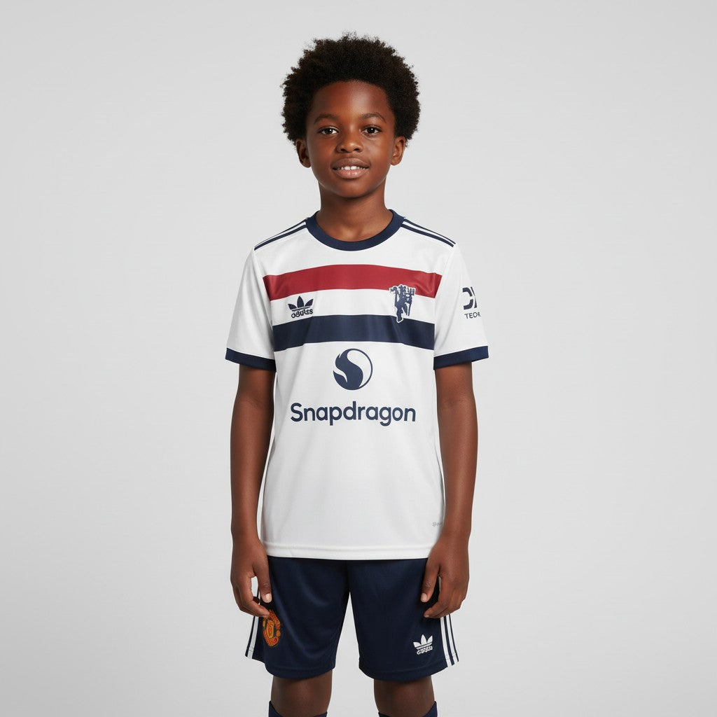 Kids' White & Navy Stripe Football Jersey Set