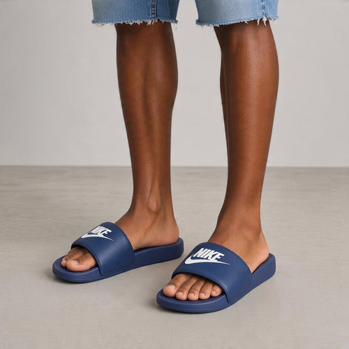 Men’s Navy Blue Wide-Strap Slide Sandals