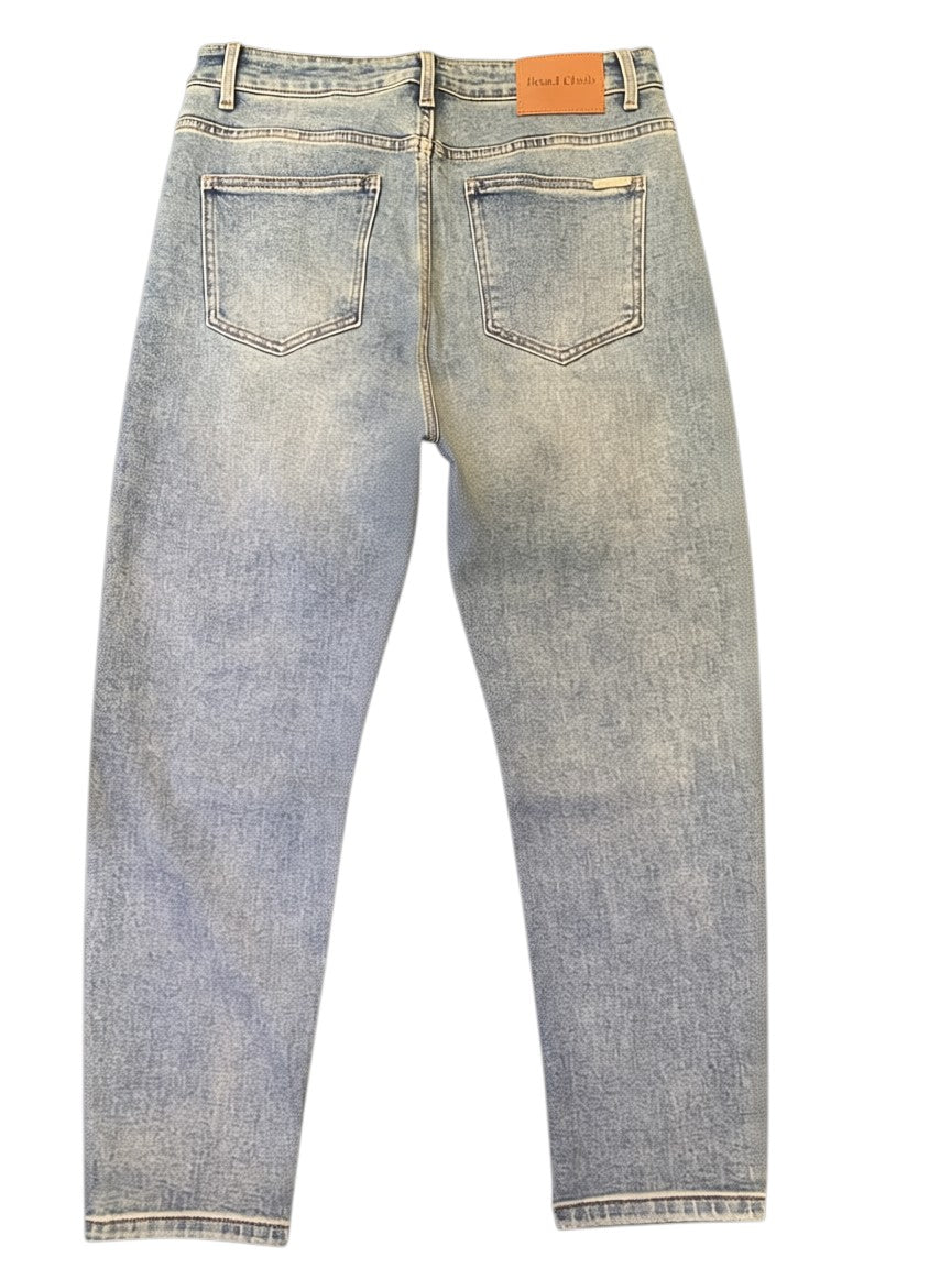 Light Blue Acid Wash Straight Jeans