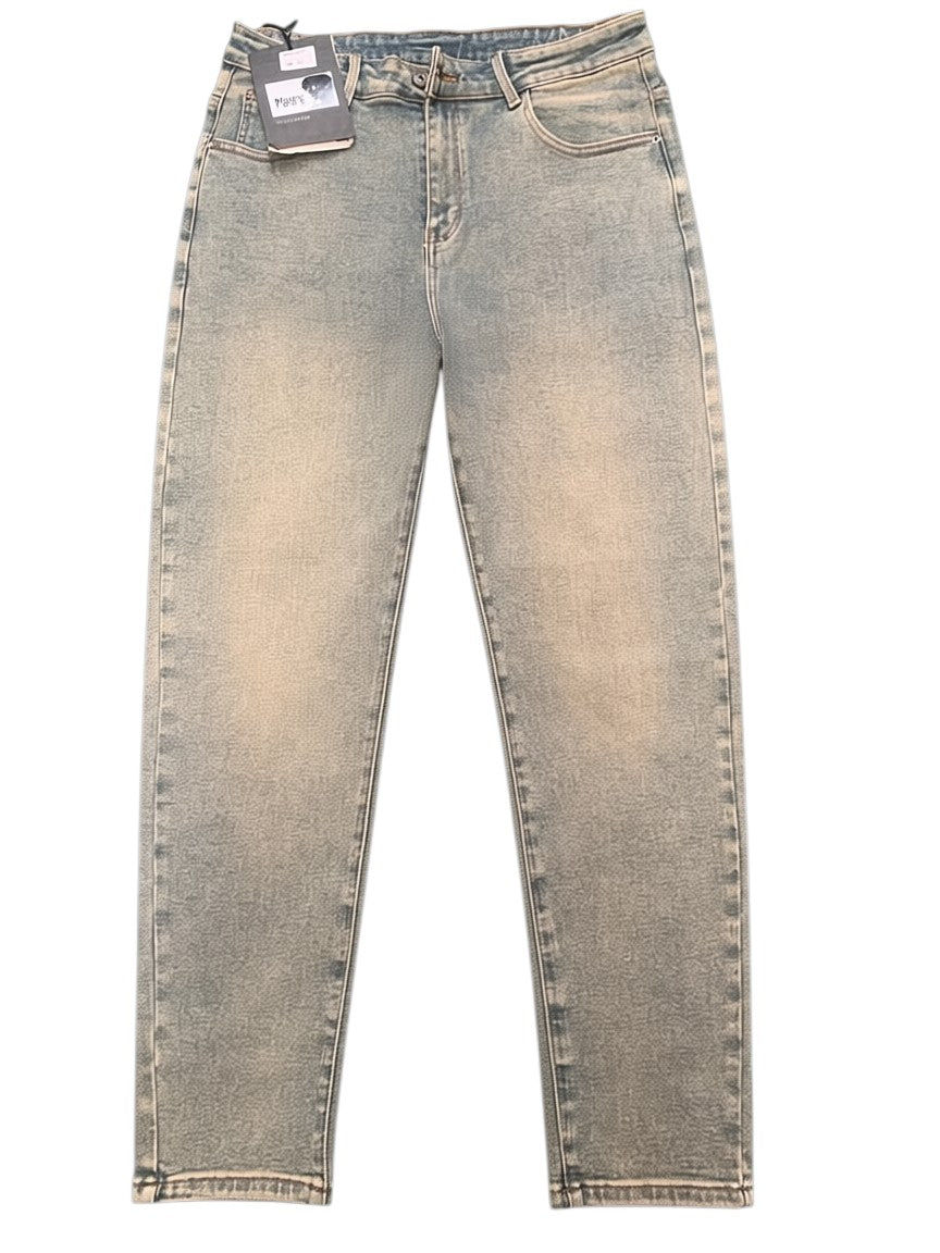 Sandy Beige Acid Wash Slim Jeans