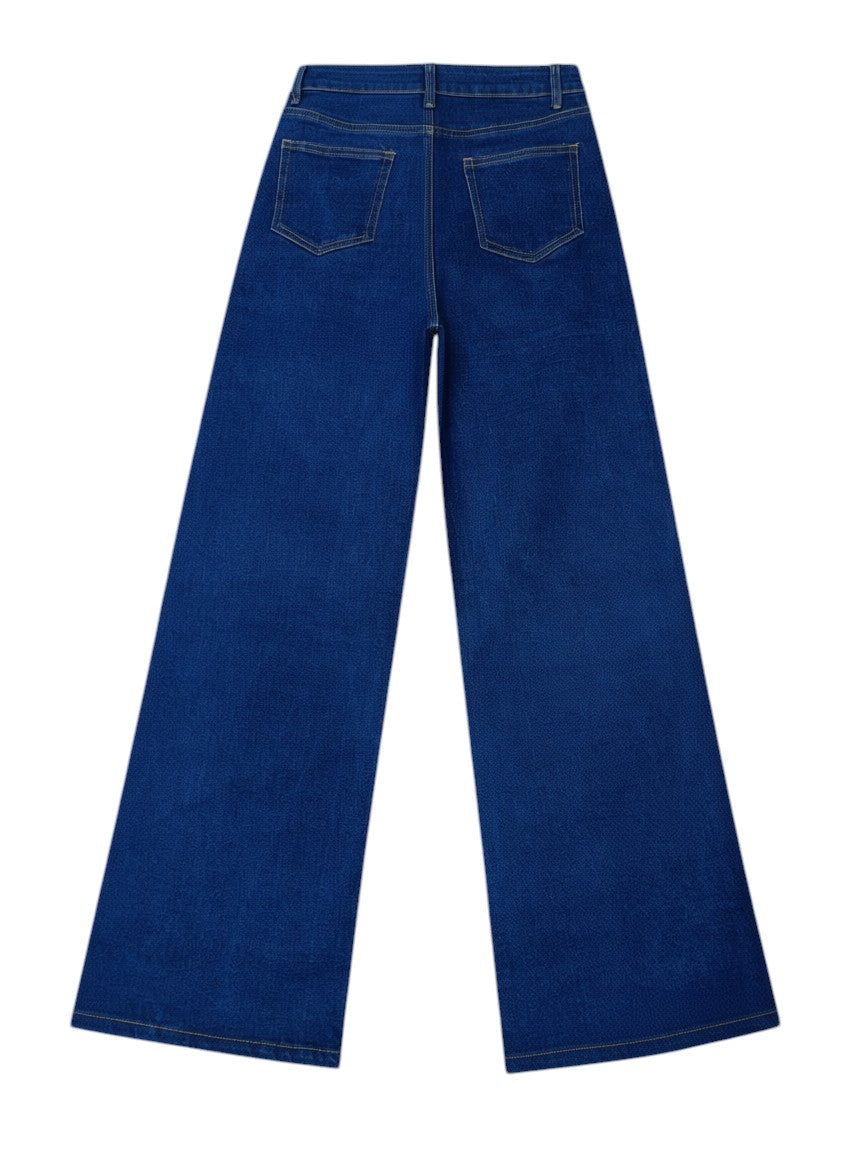 Classic High-Waisted Wide-Leg Denim