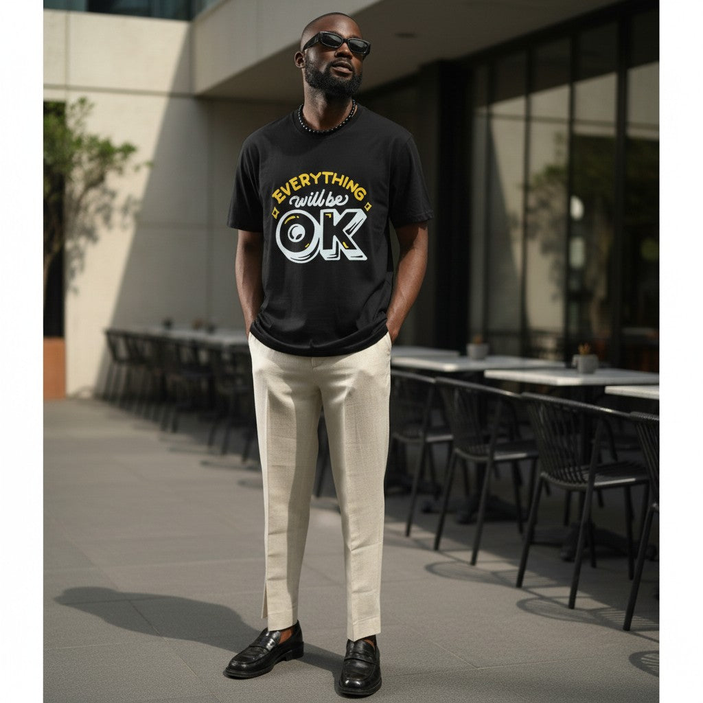 The Jet Black "Everything Will Be OK" Graphic Tee (M)