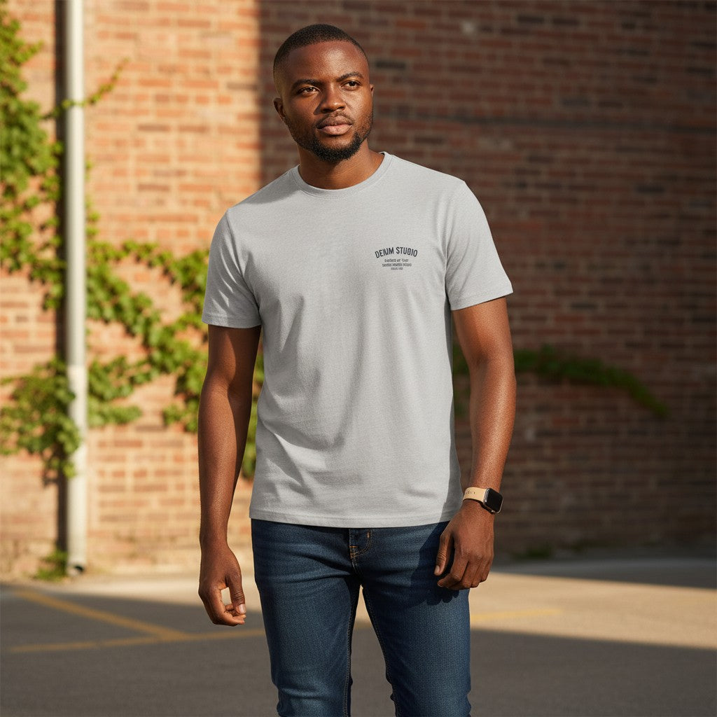 The Heather Grey "Denim Studio" Narrative Tee (XL)