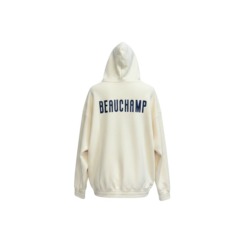 Beauchamp Cream Oversized Zip-Up Hoodie