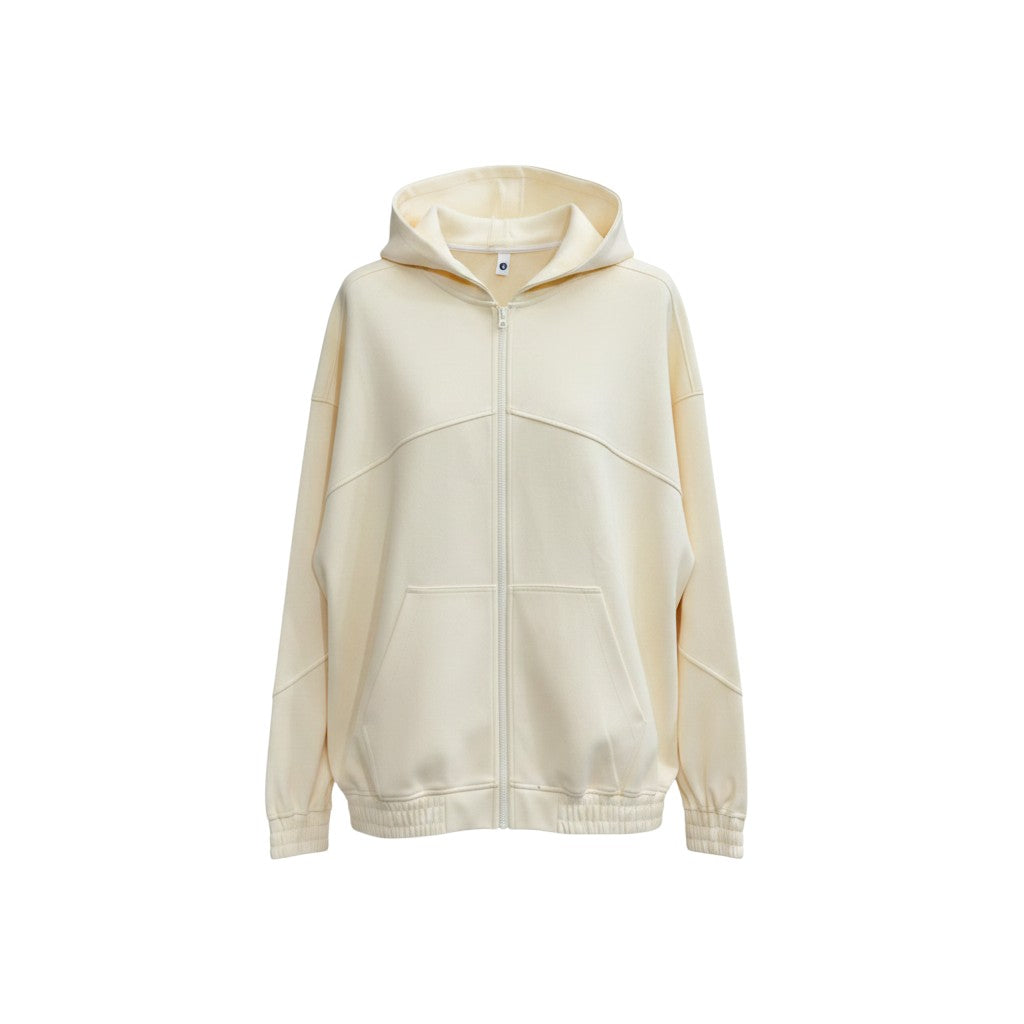 Beauchamp Cream Oversized Zip-Up Hoodie