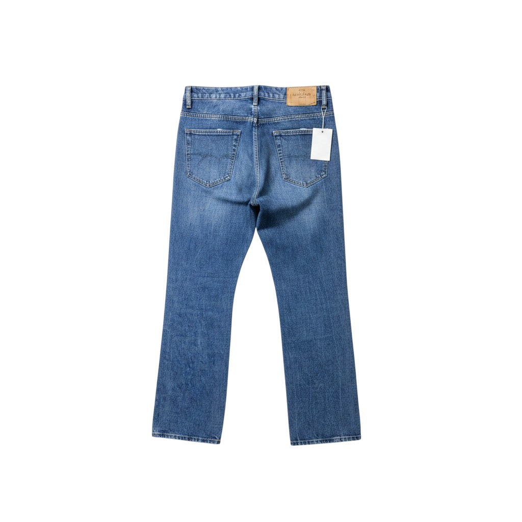 Dark Indigo Washed Straight-Leg Oval Logo Embroidered Jeans