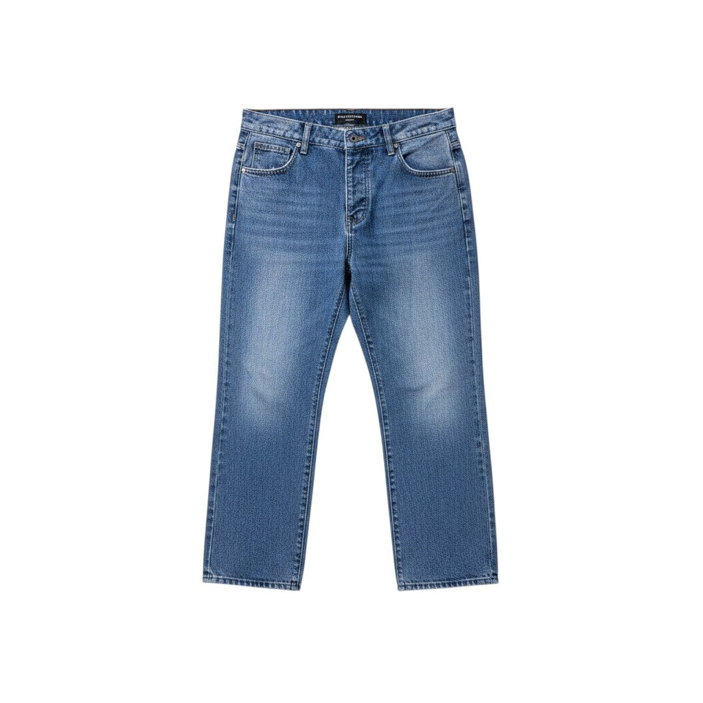 Medium Blue Washed Straight-Leg Classic W-Stitch Jeans