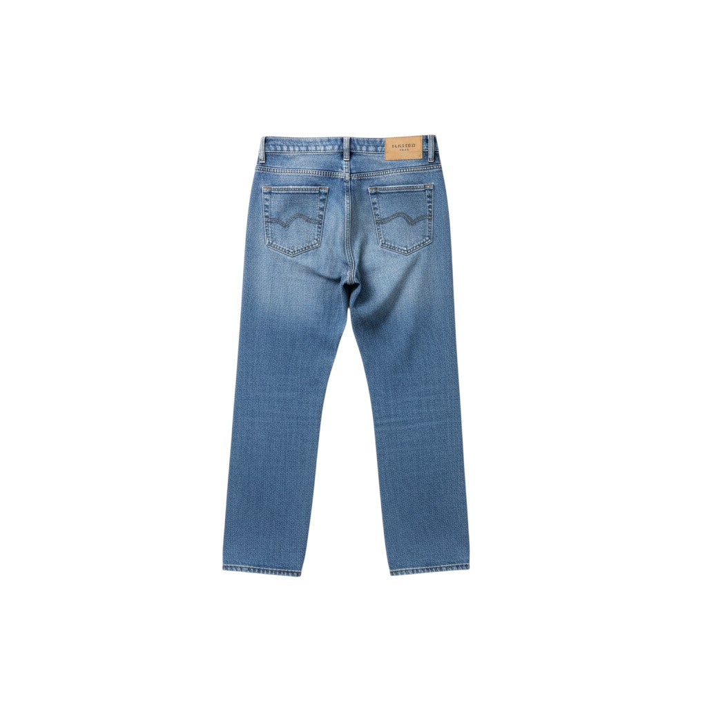 Medium Blue Washed Straight-Leg Classic W-Stitch Jeans