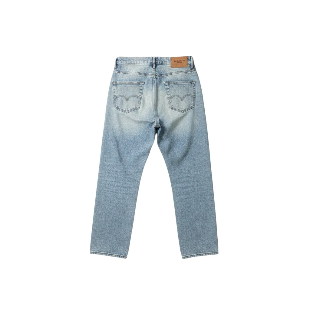 Light Blue Acid-Washed Straight-Leg Green Graffiti Logo Print Jeans