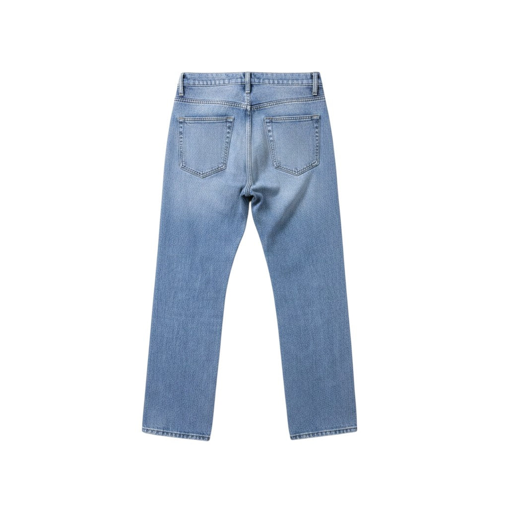 Light Blue Washed Flare-Leg Paint Splash Logo Print Monogram Jeans