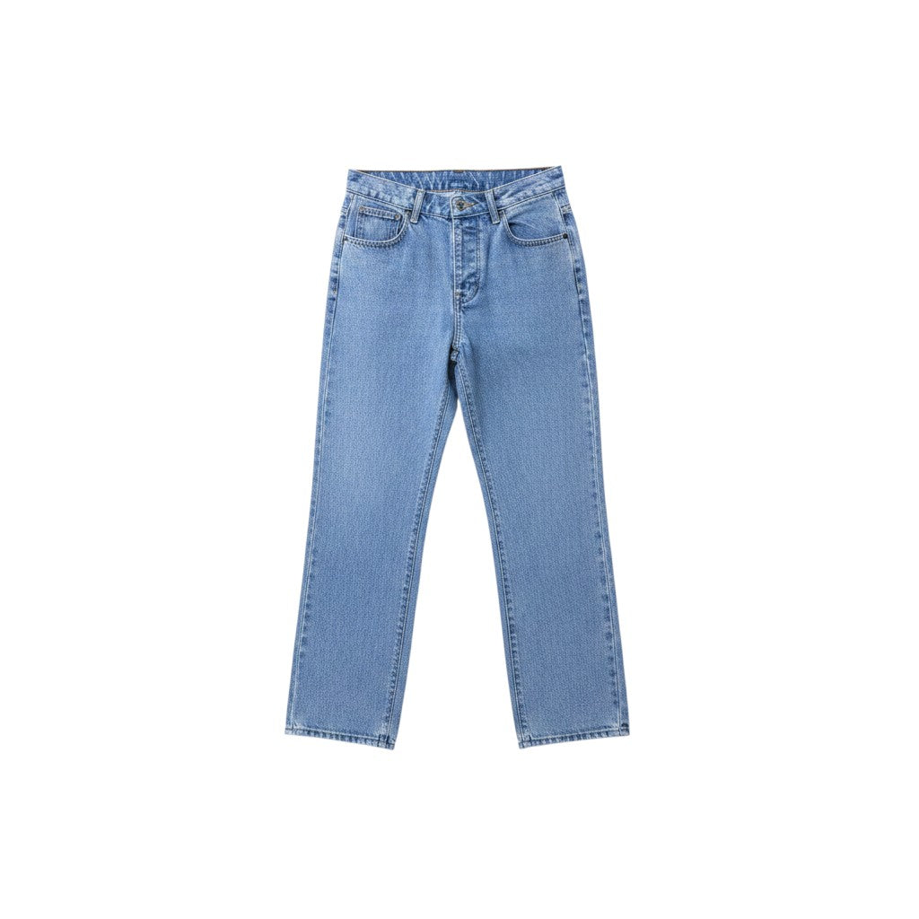 Light Blue Washed Relaxed Straight-Leg Micro-Pattern Tonal Jeans