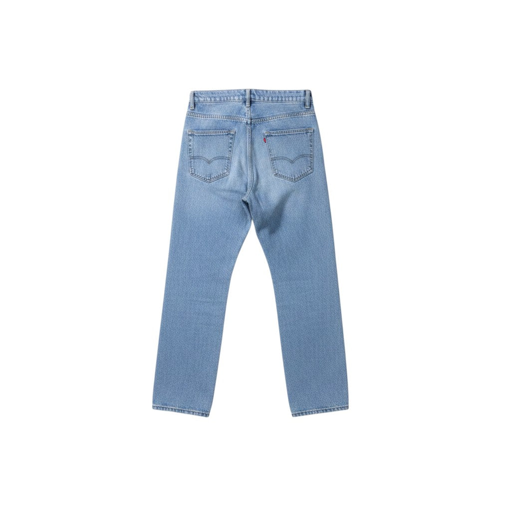 Light Blue Washed Relaxed Straight-Leg Micro-Pattern Tonal Jeans