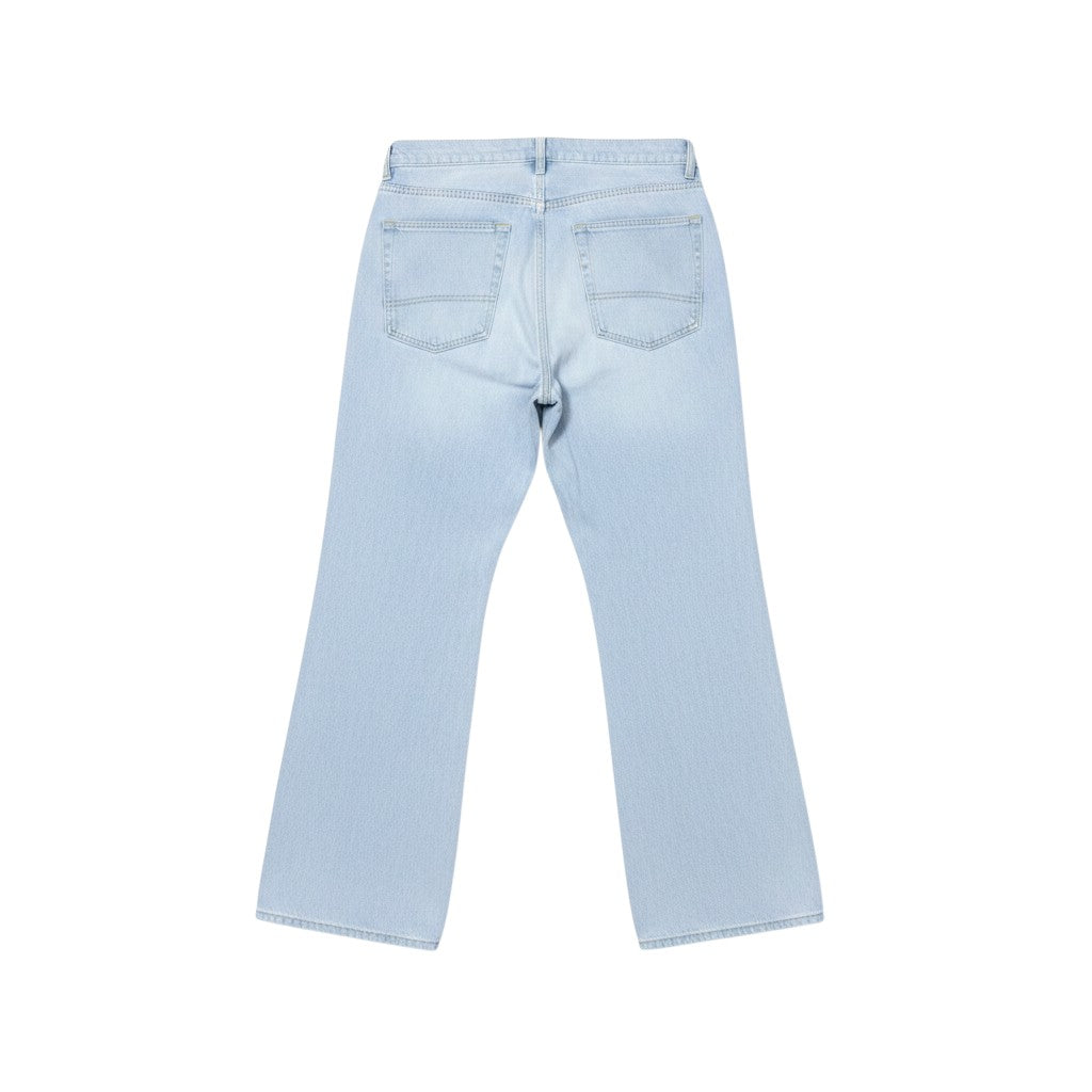 Ice Blue Washed Flare-Leg Pearl & Rhinestone Stud Detail Jeans