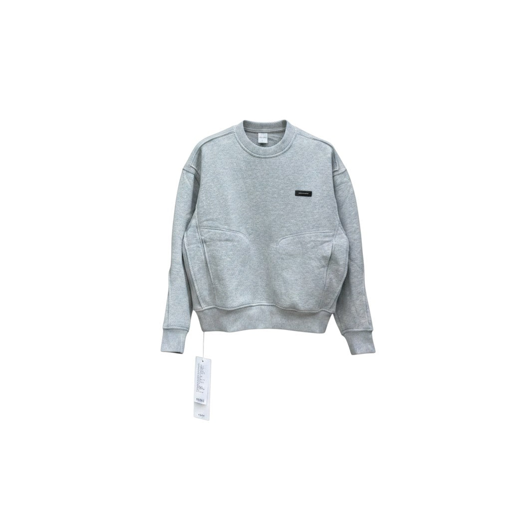 Grey Oversized Kangaroo Pocket Crewneck Sweatshirt