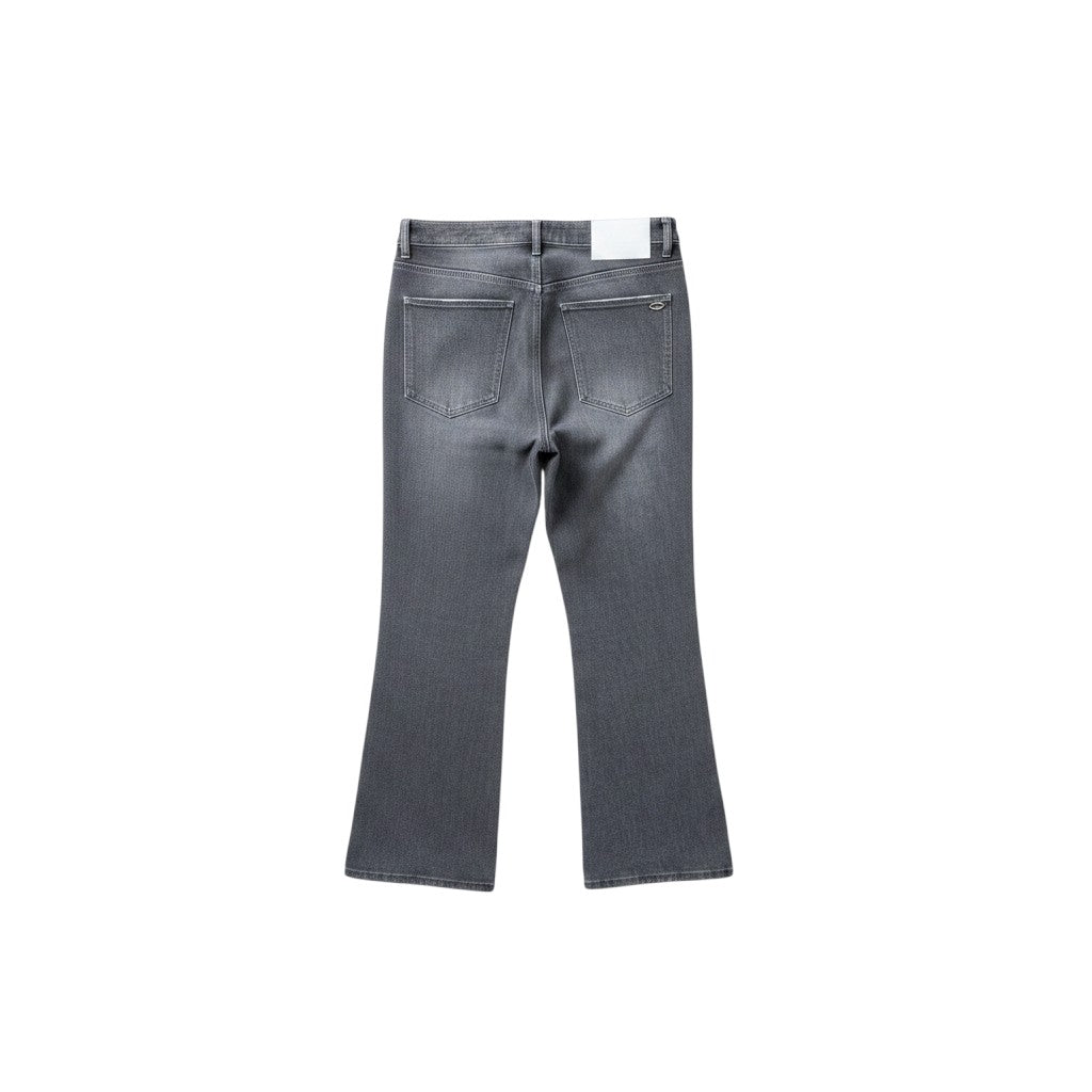 Charcoal Grey Washed Clean Bootcut Flare Cropped Jeans