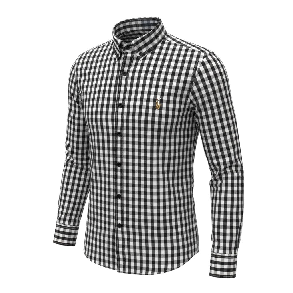 Ralph Polo Long Sleeve Shirt - Black & White Gingham Check