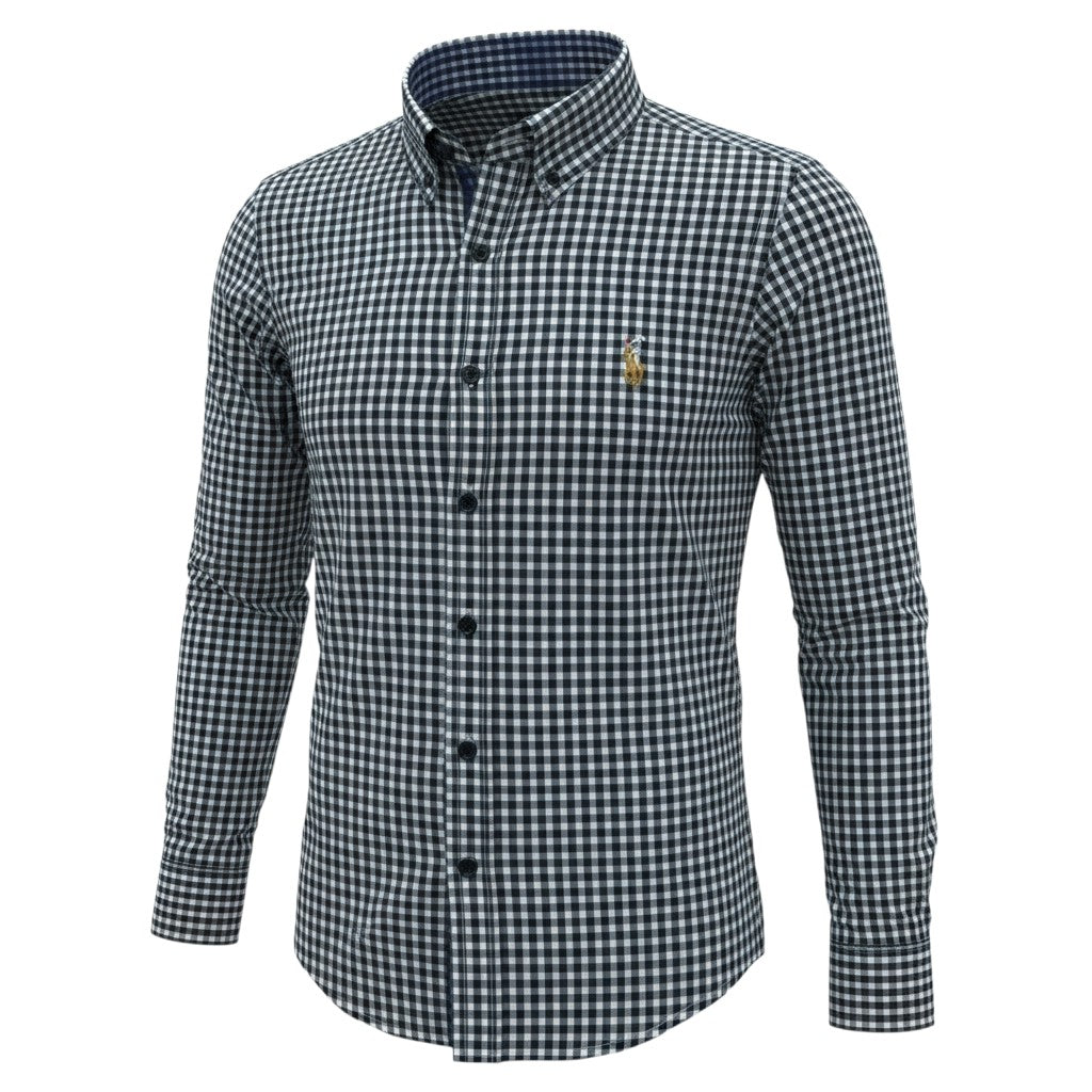 Ralph Polo Long Sleeve Shirt - Navy & White Small Gingham Check