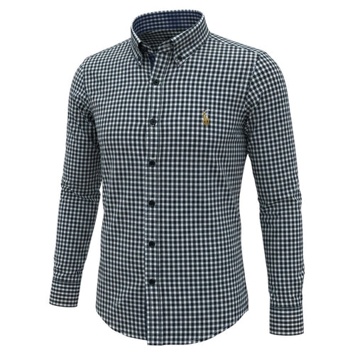 Ralph Polo Long Sleeve Shirt - Navy & White Small Gingham Check