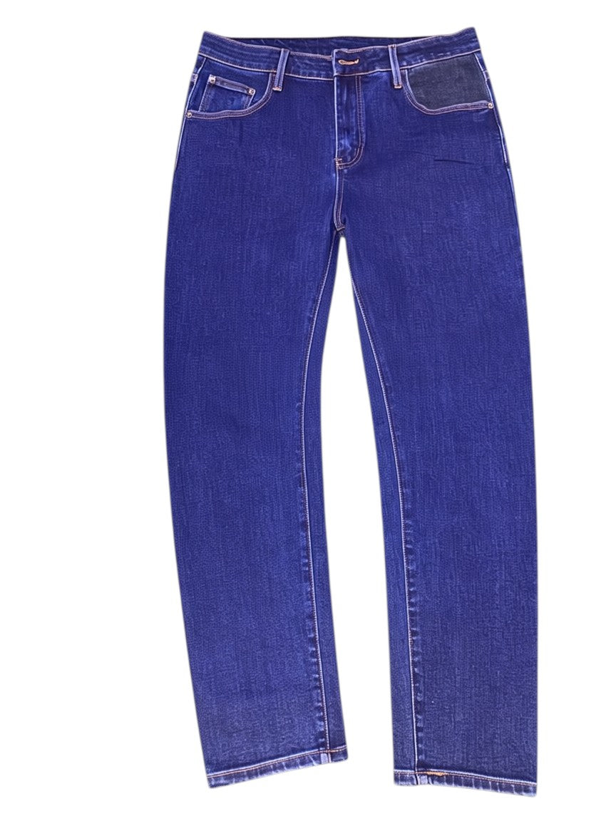 Royal Blue Contrast Panel Straight Jeans