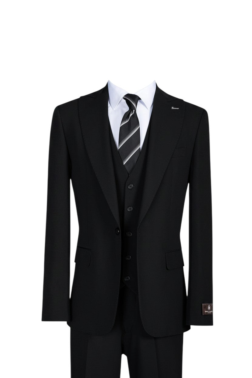 The Sovereign - Men's Black 3-Piece Tailored Suit