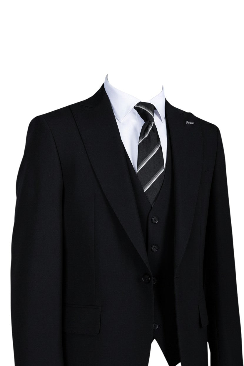 The Sovereign - Men's Black 3-Piece Tailored Suit