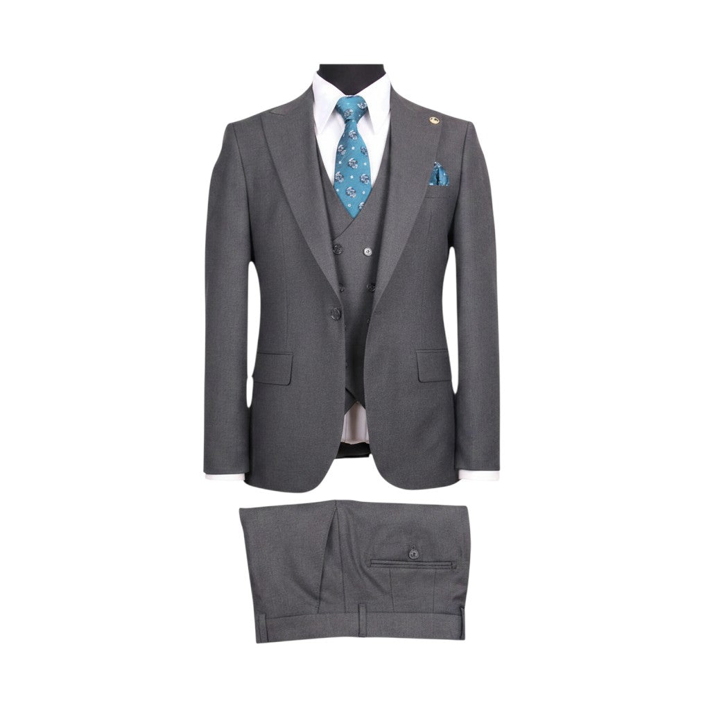 Premium Charcoal Grey 3-Piece Suit Set