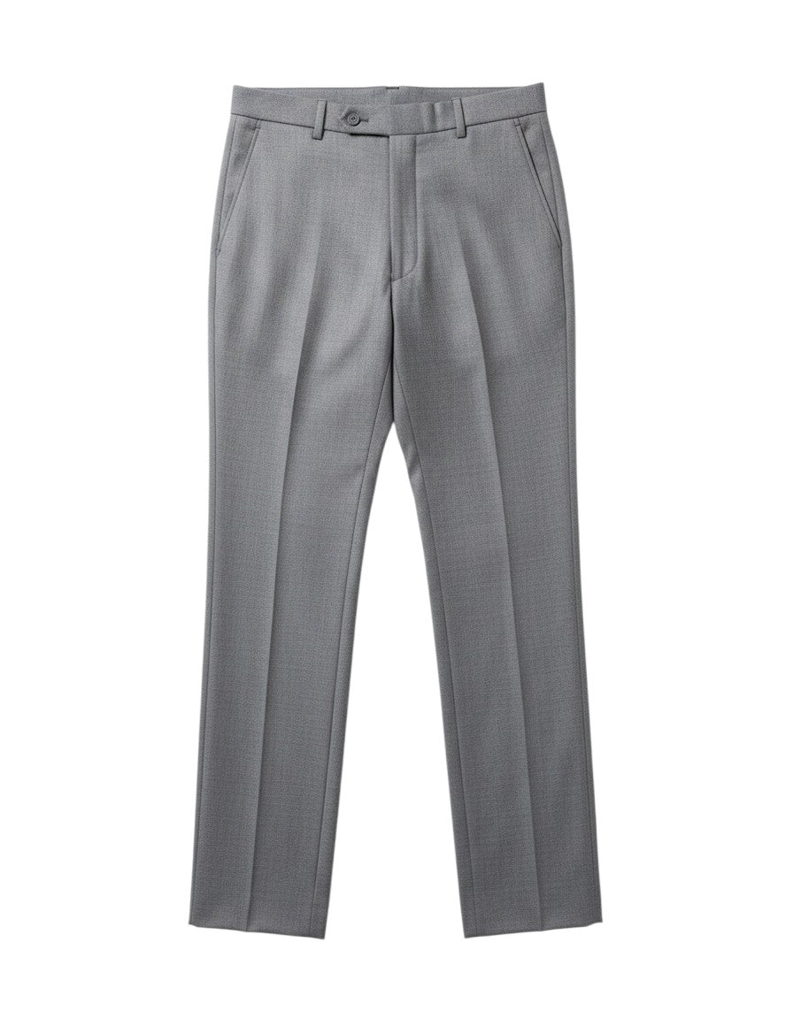 Grey 3-Piece Suit with Purple Swirl Tie & Pocket Square