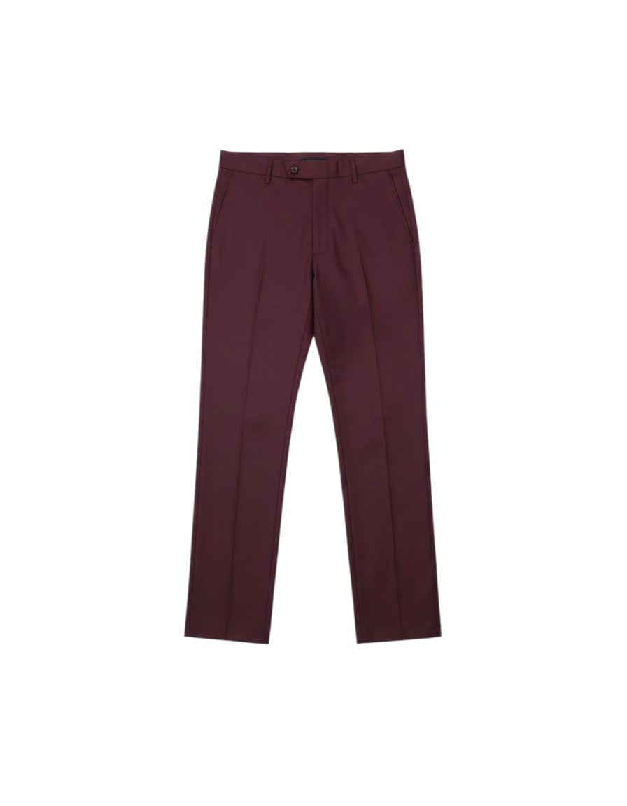 Burgundy 3-Piece Suit with Gold Tie & Pocket Square