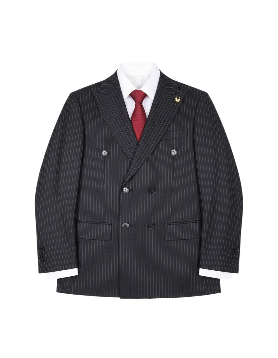 Charcoal Pinstripe Double-Breasted Suit