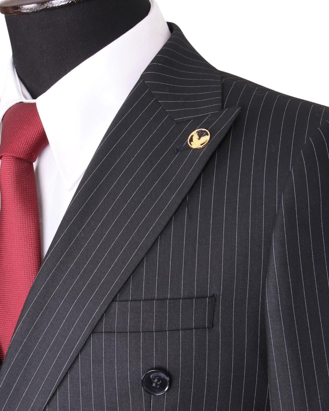 Charcoal Pinstripe Double-Breasted Suit