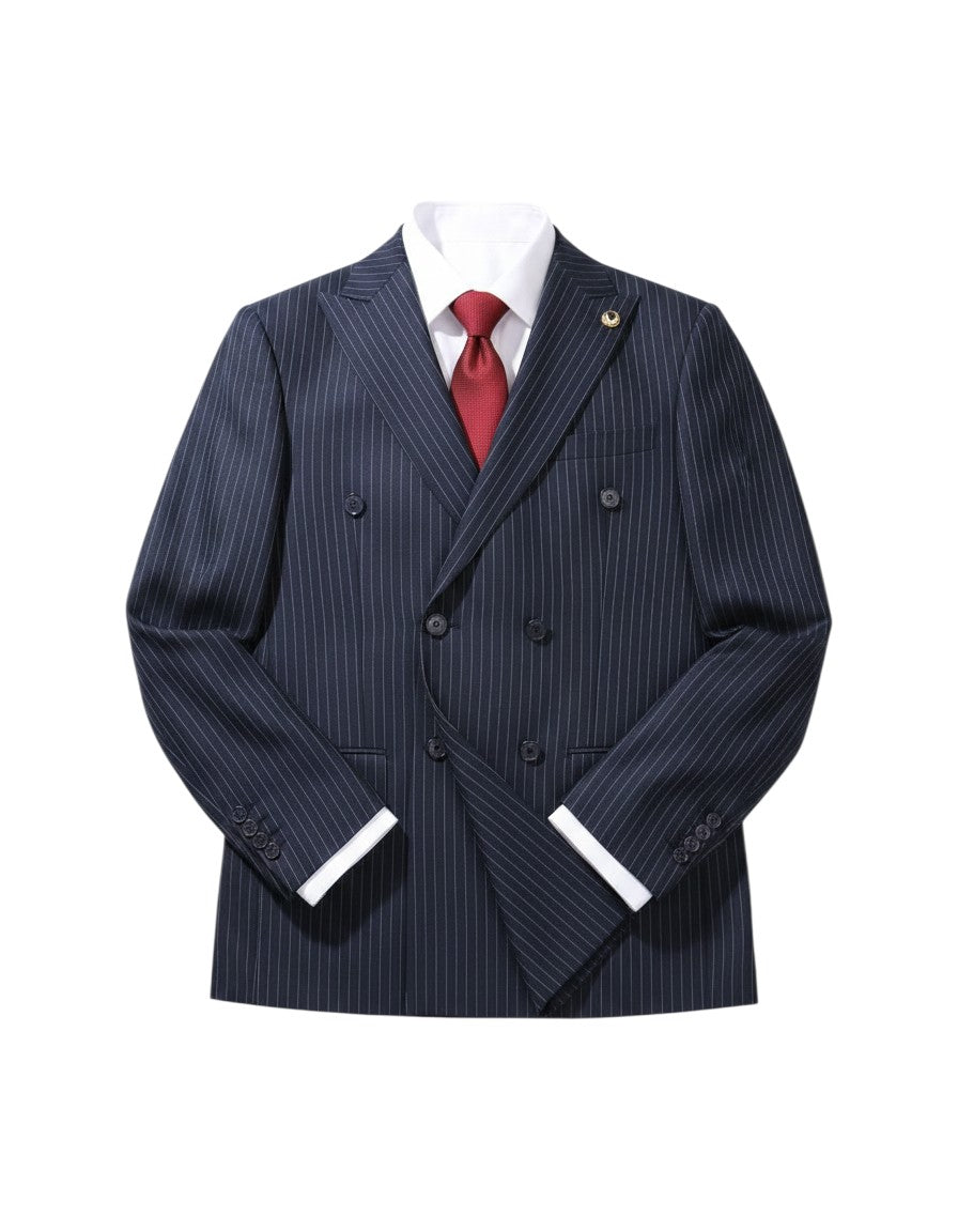 Navy Blue Pinstripe Double-Breasted Suit