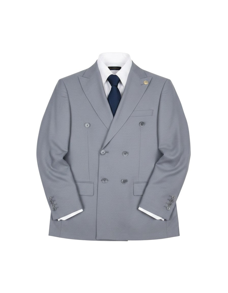 Steel Grey Double-Breasted Suit
