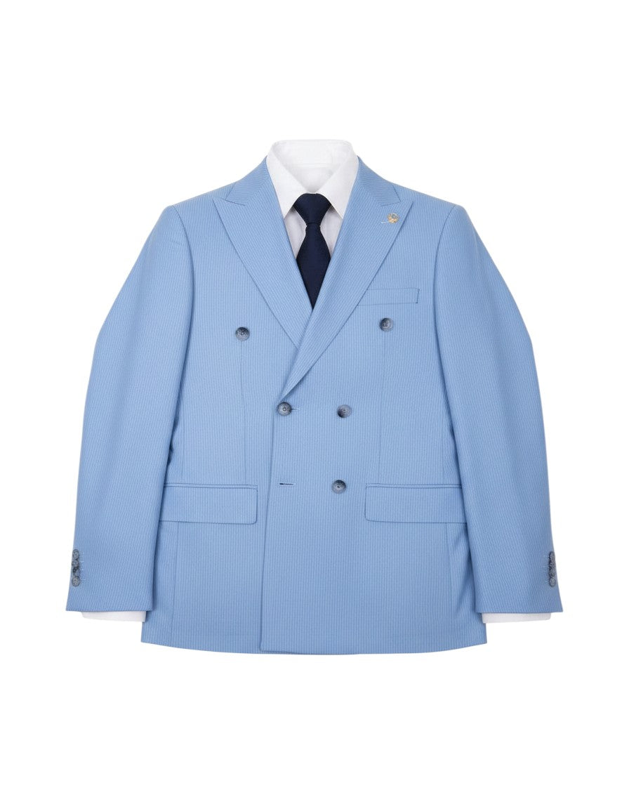 Sky Blue Pinstripe Double-Breasted Suit