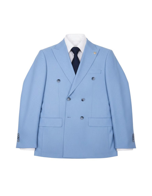 Sky Blue Pinstripe Double-Breasted Suit