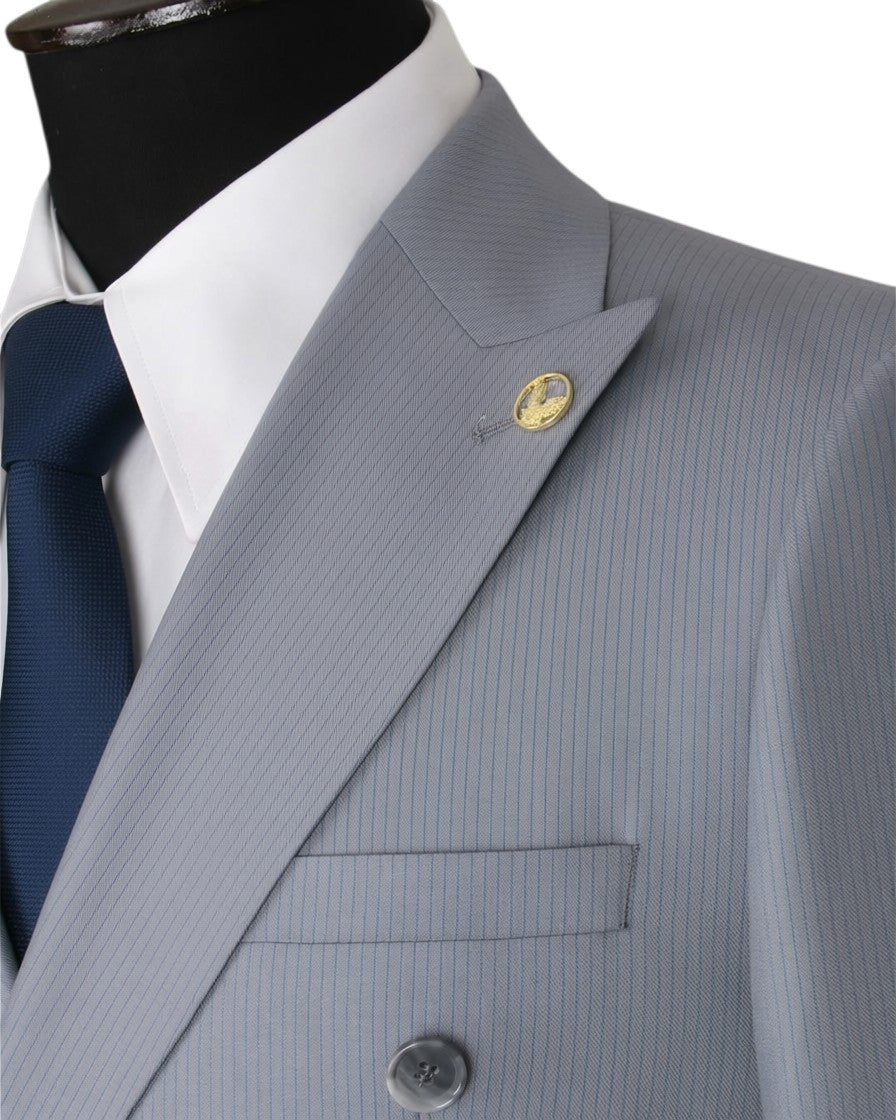 Steel Grey Double-Breasted Suit