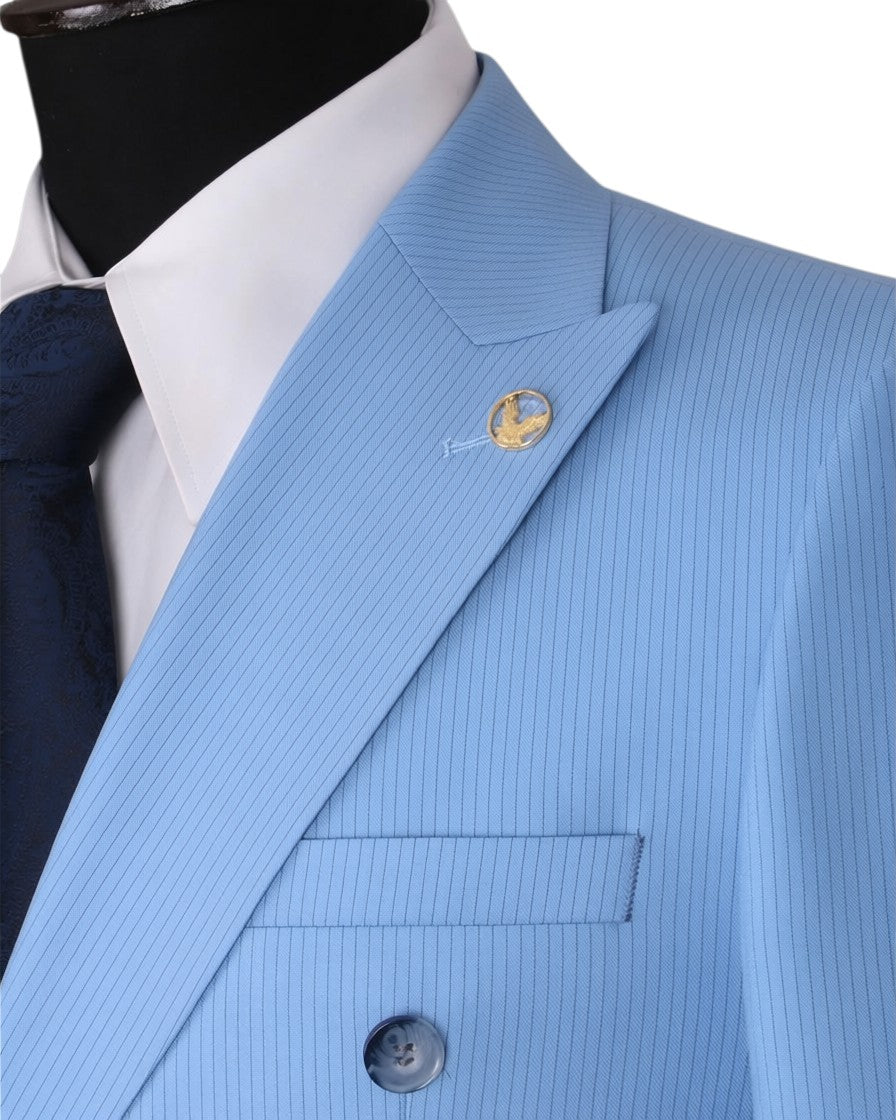 Sky Blue Pinstripe Double-Breasted Suit