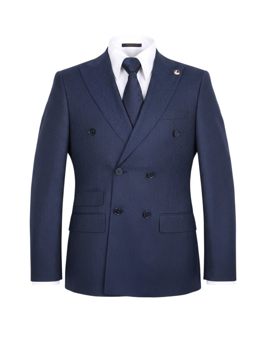 Navy Blue Pinstripe Double-Breasted Suit Set