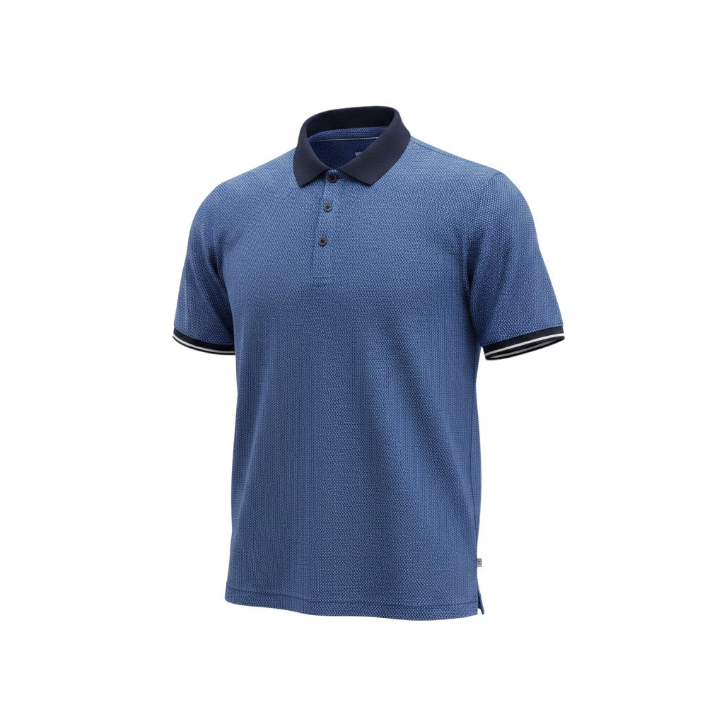 Royal Blue Textured Jacquard Polo Shirt