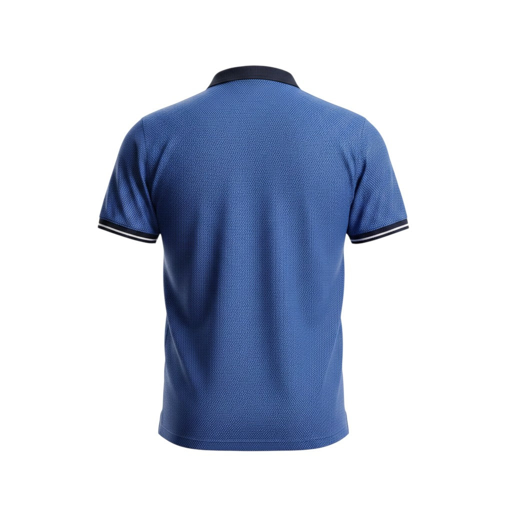Royal Blue Textured Jacquard Polo Shirt