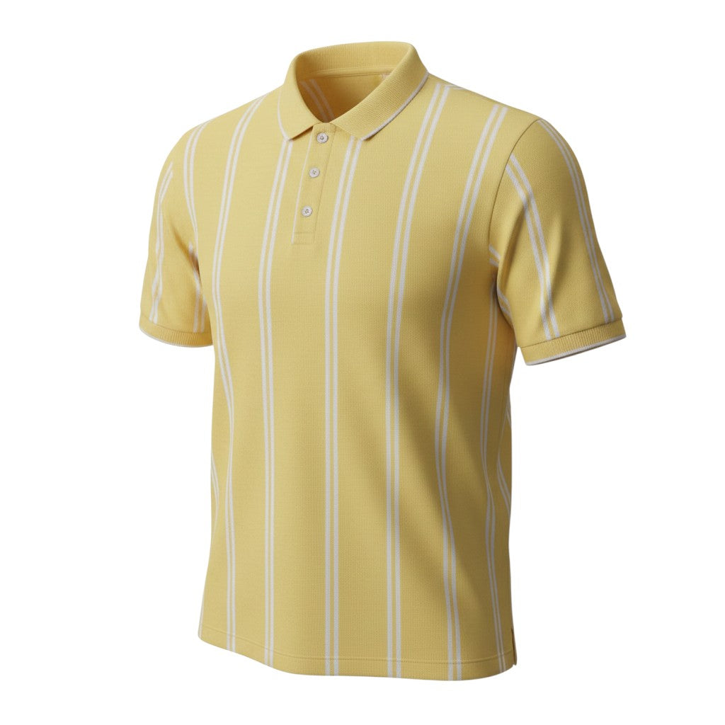 Yellow Vertical Stripe Polo Shirt