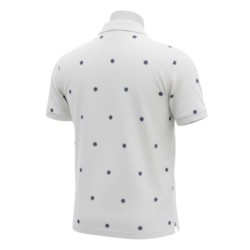 Cream Ship Wheel Print Polo Shirt
