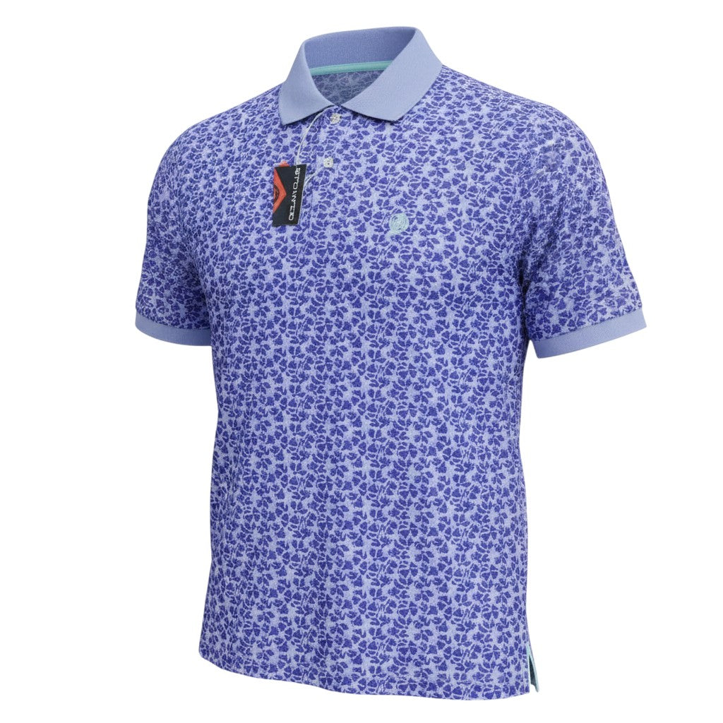 Lavender Blue Floral Print Polo Shirt